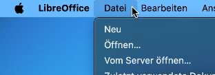 Libreoffice - Dateimenü